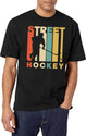 Vintage Style Street Hockey Silhouette Shirt T-Shirt for Men & Women, T-Shirts Graphic Tee - White