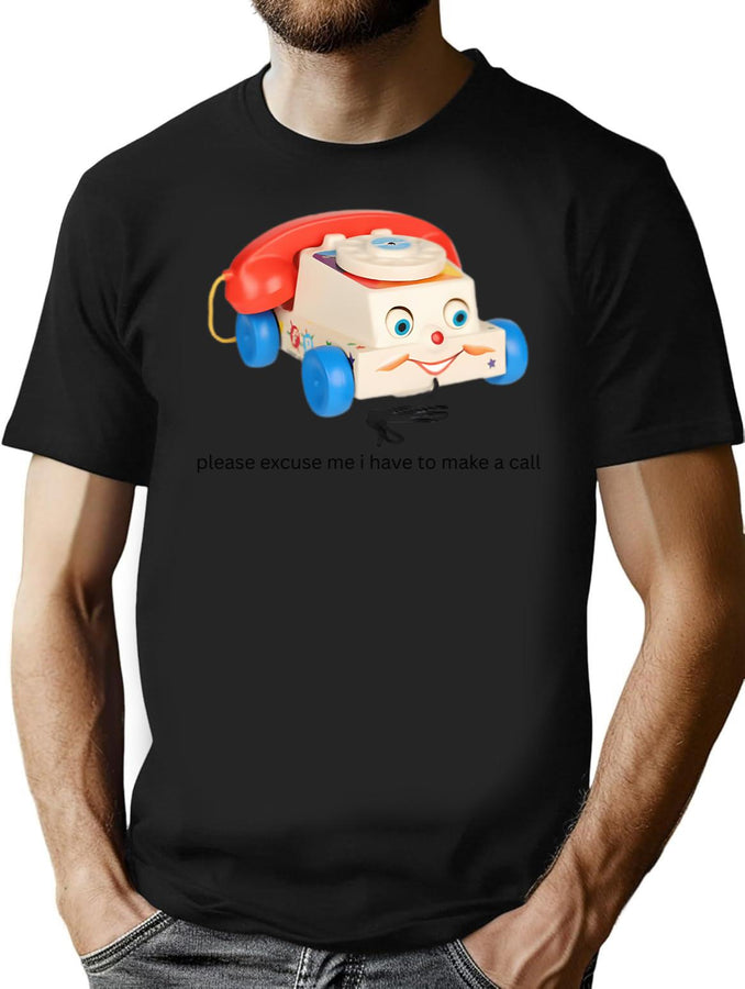 Vintage Toy Phone T-Shirt for Men & Women, T-Shirts Graphic Tee - Black