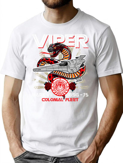 Viper Mark Vii Bsg Colonial Fleet Battlestar T-Shirt for Men & Women, T-Shirts Graphic Tee - Black