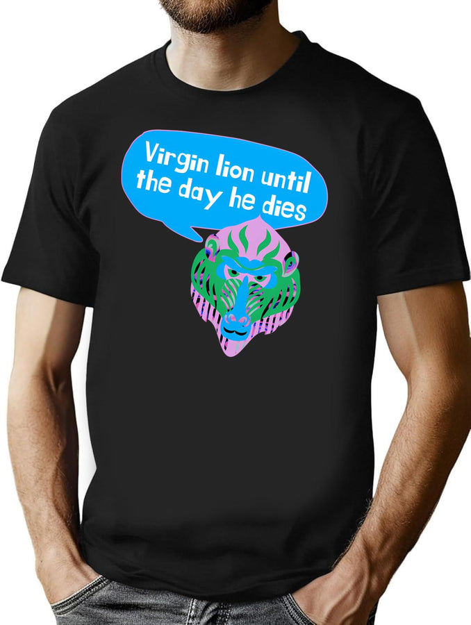 Virgin Lion - Bootleg Weird Bad Translation Bootleg Graphic T-Shirt - Black
