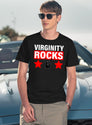 Virginity Rocks Hand Sign Black T-Shirt - Navy
