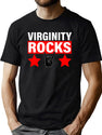Virginity Rocks Hand Sign Black T-Shirt - Green