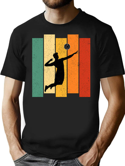 Volleyball Vintage Retro Sports Style Volleyball Lover For Women Men - T-Shirt for Men & Women, T-Shirts Graphic Tee - Black