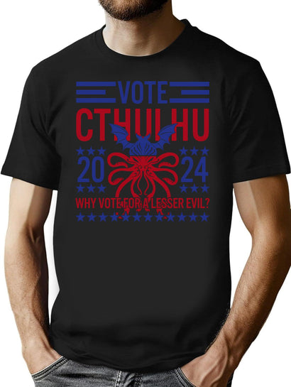 Vote Cthulhu 2024 Funny Election Lovecraftian Gift T-Shirt for Men & Women, T-Shirts Graphic Tee - Black