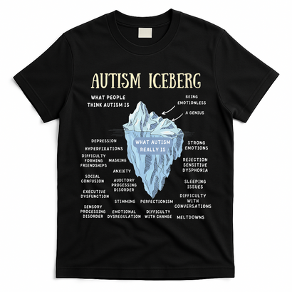 Wo Accept Understand Love Autism Awareness Autism Iceberg V-Neck T-Shirt