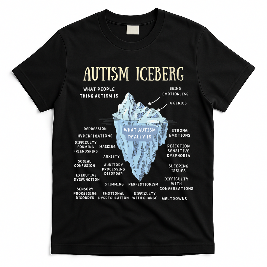 Wo Accept Understand Love Autism Awareness Autism Iceberg V-Neck T-Shirt