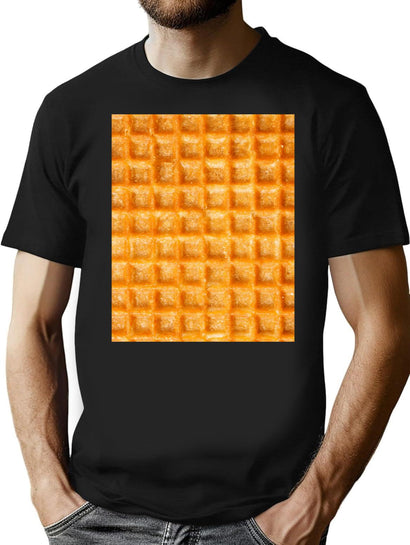 Waffle T-Shirt for Men & Women, T-Shirts Graphic Tee - Black