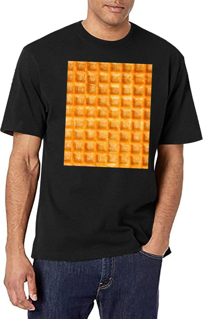 Waffle T-Shirt for Men & Women, T-Shirts Graphic Tee - Black