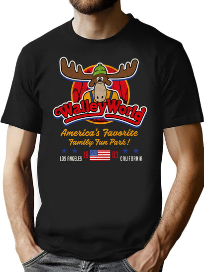 Walley World Moose 1983 Worn Dks T-Shirt for Men & Women, T-Shirts Graphic Tee - Black