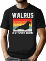 Walrus Retro Vintage T-Shirt for Men & Women, T-Shirts Graphic Tee - Black