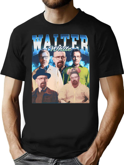 Walter White Vintage 90S Rap Style Walter White Bootleg Fan Bootleg Graphic T-Shirt - Black