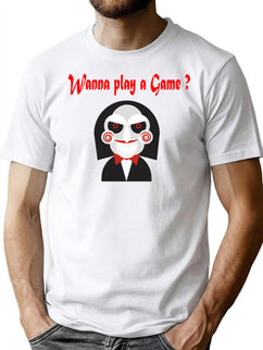 Wanna Play A Game T-Shirt for Men & Women, T-Shirts Graphic Tee - Black