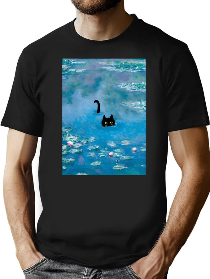 Waterlily T-Shirt for Men & Women, T-Shirts Graphic Tee - Black
