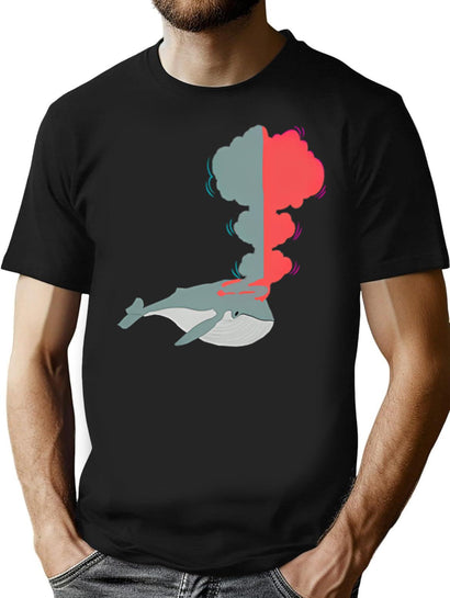 Whale Explosion T-Shirt for Men & Women, T-Shirts Graphic Tee - Black