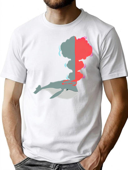 Whale Explosion T-Shirt for Men & Women, T-Shirts Graphic Tee - Black