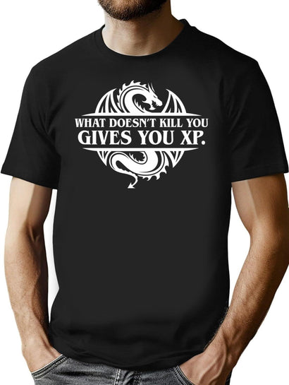 What Doesnt Kill You Give You Xp Tabletop Rpg Gaming T-Shirt for Men & Women, T-Shirts Graphic Tee - Black