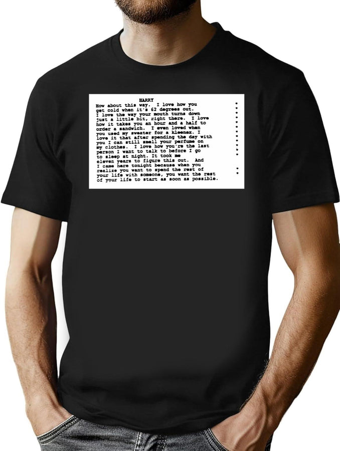 When Harry Met Sally Script T-Shirt for Men & Women, T-Shirts Graphic Tee - Black
