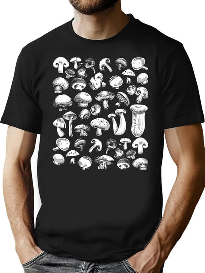 Wild Mushroom Art T-Shirt for Men & Women, T-Shirts Graphic Tee - Black