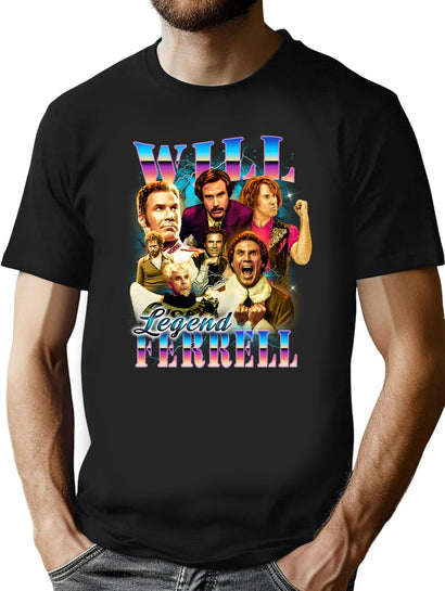 Will Ferrell - Legend - 90'S Bootleg Style Design Bootleg Graphic T-Shirt - Black
