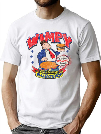 Wimpy Burger Dks Worn T-Shirt for Men & Women, T-Shirts Graphic Tee - Black