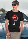 Wine Glasses Santa Hat Christmas Funny Wine Lover Gift T-Shirt for Men & Women, T-Shirts Graphic Tee - Navy