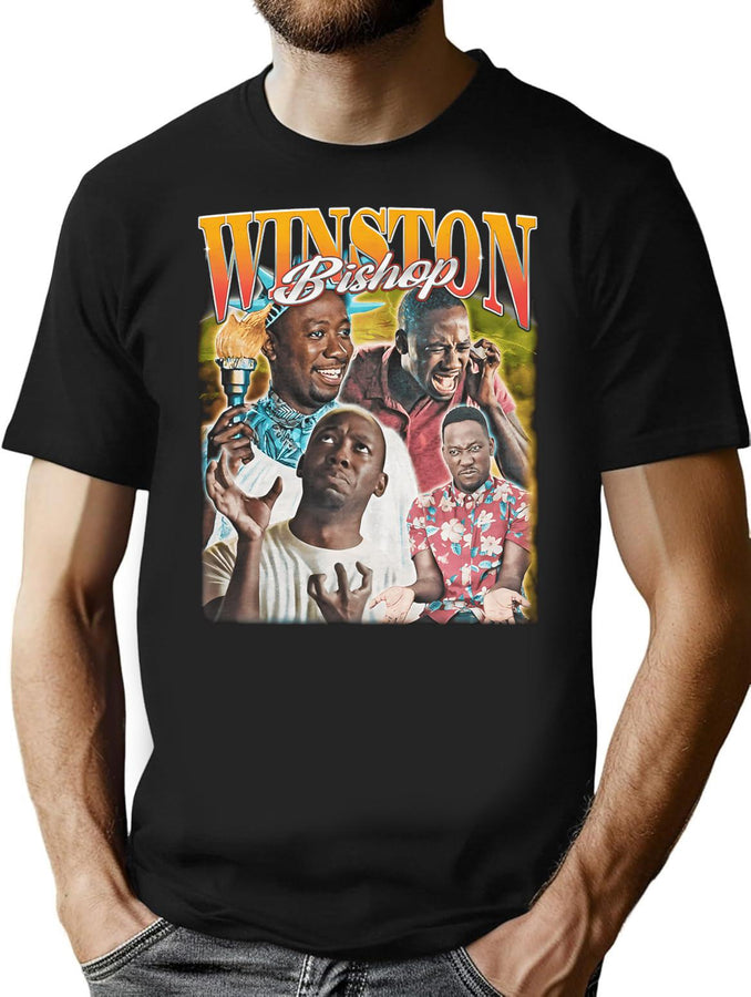 Winston Bishop Vintage 90S Bootleg Style Bootleg Graphic T-Shirt - Black
