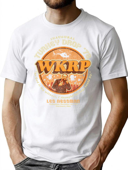 Wkrp Turkey Drop '78 Worn T-Shirt for Men & Women, T-Shirts Graphic Tee - Black