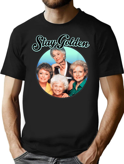 Women Golden Girls Stay Golden Vintage T-Shirt for Men & Women, T-Shirts Graphic Tee - Black