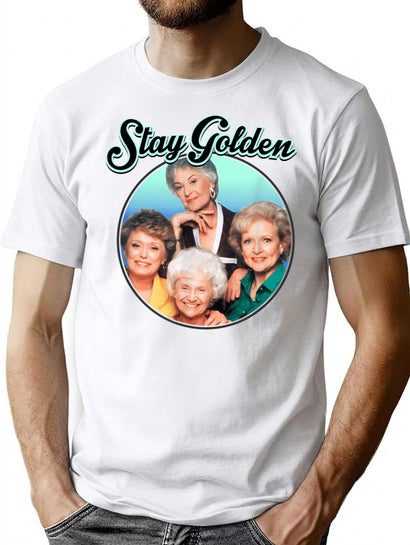 Women Golden Girls Stay Golden Vintage T-Shirt for Men & Women, T-Shirts Graphic Tee - Black