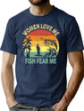 Women Love Me Fish Fear Me Funny Vintage Fishing9 T-Shirt for Men & Women, T-Shirts Graphic Tee - Navy