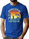 Women Love Me Fish Fear Me Funny Vintage Fishing9 T-Shirt for Men & Women, T-Shirts Graphic Tee - Blue