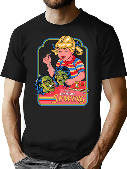 You Can Learn Sewing T-Shirt for Men & Women, T-Shirts Graphic Tee - Black