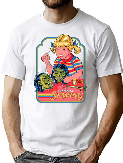 You Can Learn Sewing T-Shirt for Men & Women, T-Shirts Graphic Tee - Black