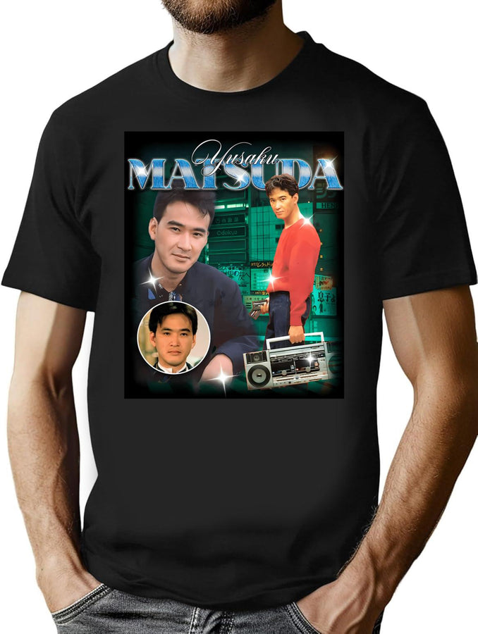 Yusaku Matsuda 90S Bootleg Style Bootleg Graphic T-Shirt - Black