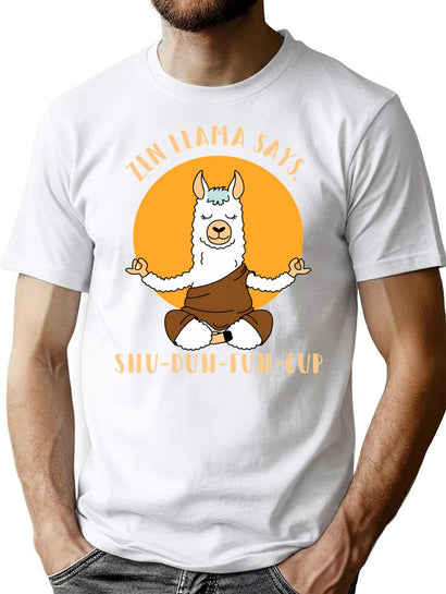 Zen Llama Says Shu Duh Fuh Cup Dks T-Shirt for Men & Women, T-Shirts Graphic Tee - Black