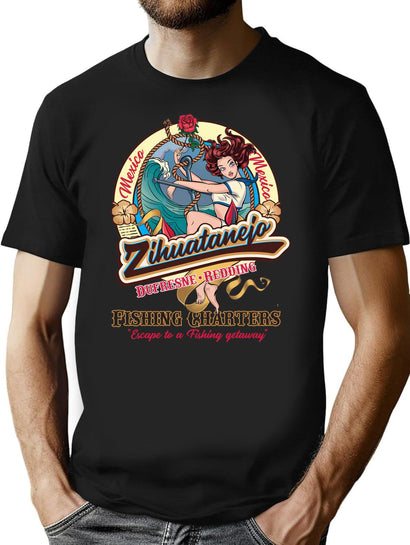 Zihuatanejo Fishing Charter Mexico Dufresne And Redding T-Shirt for Men & Women, T-Shirts Graphic Tee - Black