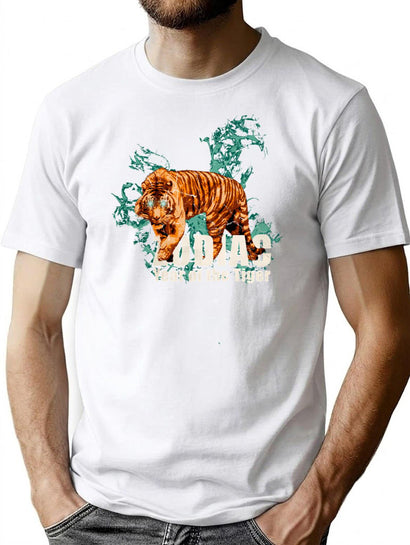 Zodiac Tiger Bootleg Graphic T-Shirt - Black
