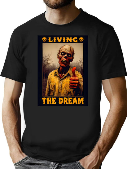 Zombie - Thumb Up - Living The Dream T-Shirt for Men & Women, T-Shirts Graphic Tee - Black
